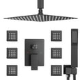 thumbnail image 1 of Full Body Shower System with Body Shower Spray Jets, 12'' Ceiling Shower Head System with Jets & Hand Shower, Matte Black Rain Shower System Faucet Set with Jets & Valve, 1 of 10