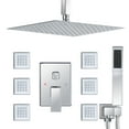 thumbnail image 1 of Full Body Shower System with Body Shower Spray Jets, 12'' Ceiling Shower Head System with Jets & Hand Shower, Polished Chrome Rain Shower System Faucet Set with Jets & Valve, 1 of 9