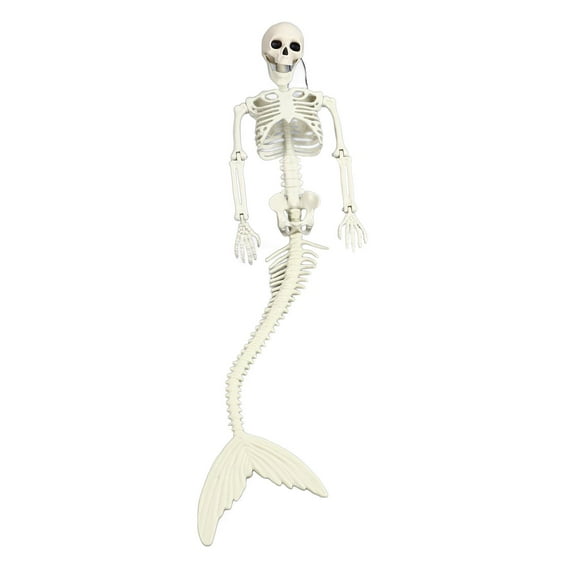 Full Body Skeleton Prop, Decorative Skeleton Mermaid Movable Joints Life Size Thrilling  For Patio