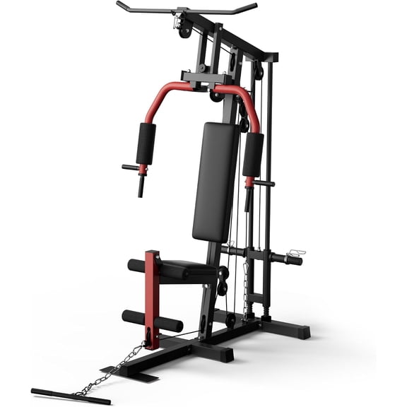 Full Body Strength Training Home Gym Machine Heavy Duty Multi Function Fitness Equipment With LAT Pulldown Chest Press Leg Extension Pulley System Seated Row For Home Workout Bodybuilding Stationary