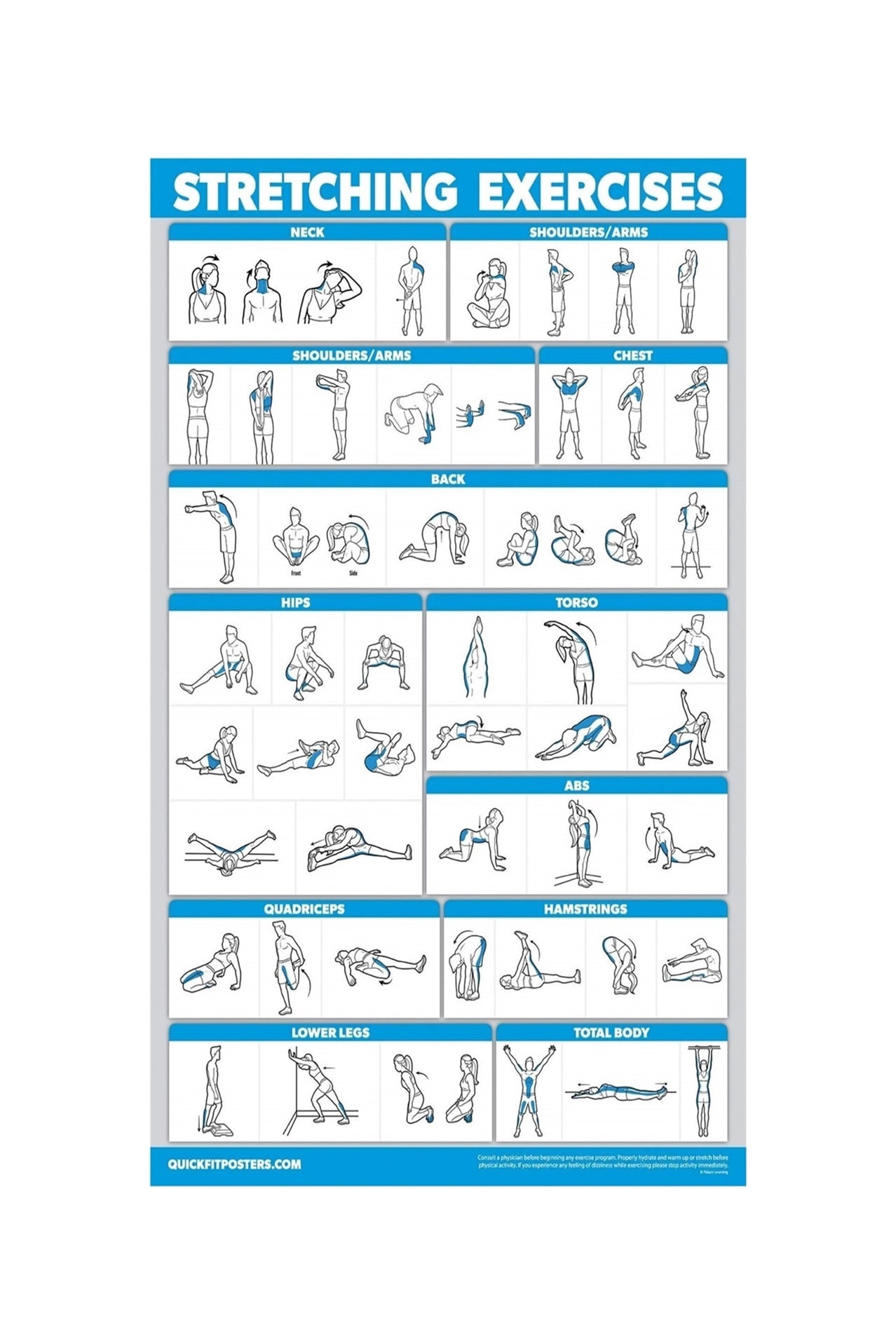Daily Full Body Stretch Routine Full Body Stretching Exercises Poster Daily Routine Guide for ...