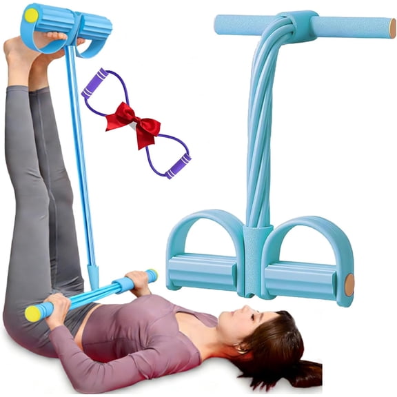 Full Body Toning Exercise Band, 6-Tube Pedal Resistance Band for Home Workout; Upgraded Sit-Up Puller & Foot Pedal Tension Rope for Abdomen, Waist, Arm, Leg Muscle Slimming Training