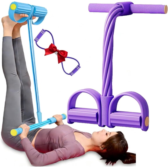Full Body Toning Exercise Band, 6-Tube Pedal Resistance Band for Home Workout; Upgraded Sit-Up Puller & Foot Pedal Tension Rope for Abdomen, Waist, Arm, Leg Muscle Slimming Training