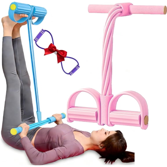 Full Body Toning Exercise Band, 6-Tube Pedal Resistance Band for Home Workout; Upgraded Sit-Up Puller & Foot Pedal Tension Rope for Abdomen, Waist, Arm, Leg Muscle Slimming Training