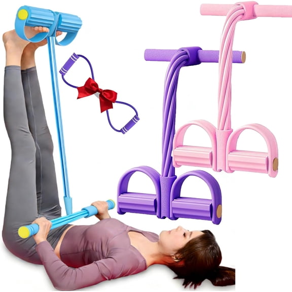 Full Body Toning Exercise Band, 6-Tube Pedal Resistance Band for Home Workout; Upgraded Sit-Up Puller & Foot Pedal Tension Rope for Abdomen, Waist, Arm, Leg Muscle Slimming Training