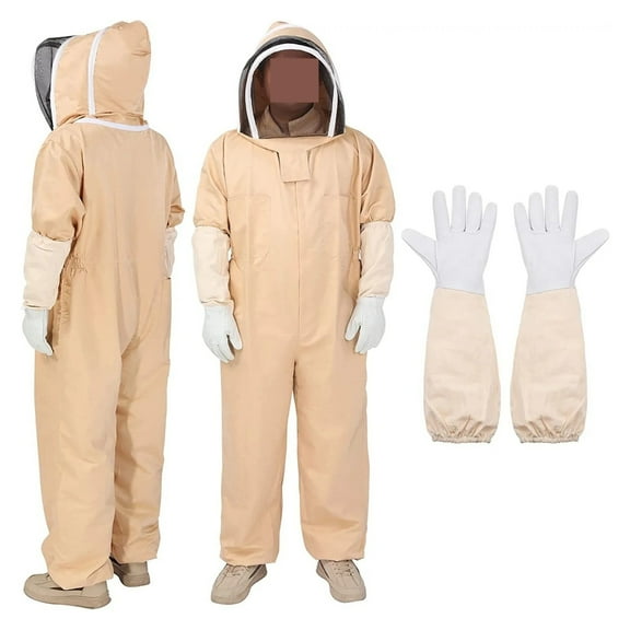 Full Body Ventilated Beekeeping Suit with Veil and Gloves, Protective Bee Jacket ,Comfortable and Sturdy