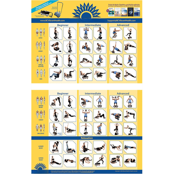 Full Body Vibration Poster Whole Body Vibration Plate Exercise Chart Workout Poster for Vibration Plate Exercise Machine 36"x24"$$Sport & Recreation Other
