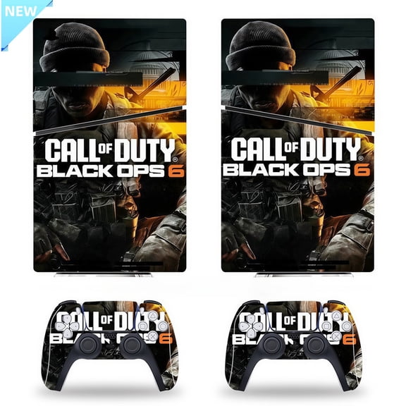 Full Body Vinyl Skin for PS5 Slim Digital, Anti-Fingerprint Full Cover Decal for Console & DualSense Controller, No-Residue Sticker Wrap, Gaming Accessories Set, COD BO6