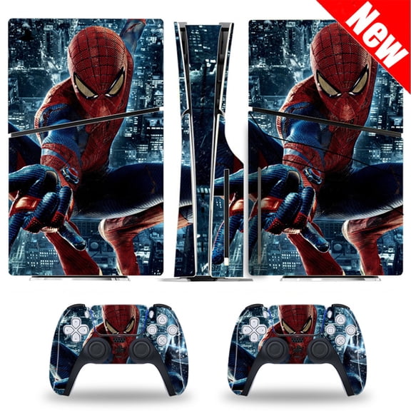Full Body Vinyl Skin Stickers Compatible with PS5 Slim Disk Edition Console and Controllers - Spider Man