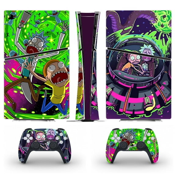 Full Body Vinyl Skin Stickers for PS5 Slim Digital Edition Console and Controllers - Green