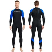 Full Body Wetsuit for Men Women Diving Skins UV Protection Long Sleeve One Piece Swimsuit for Snorkelling Surfing Blue+Black M