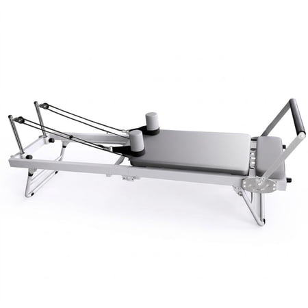Full Body Workout Pilates Equipment Pilates Reformer Machine,70.8in Gray Foldable Pilates Machine with Leather Padding & 4-Angle Foot Bar, Indoor Gym Equipment Up to 440 lbs for All Trainees