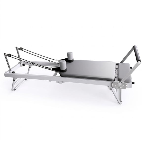 Full Body Workout Pilates Equipment Pilates Reformer Machine,70.8in Gray Foldable Pilates Machine with Leather Padding & 4-Angle Foot Bar, Indoor Gym Equipment Up to 440 lbs for All Trainees