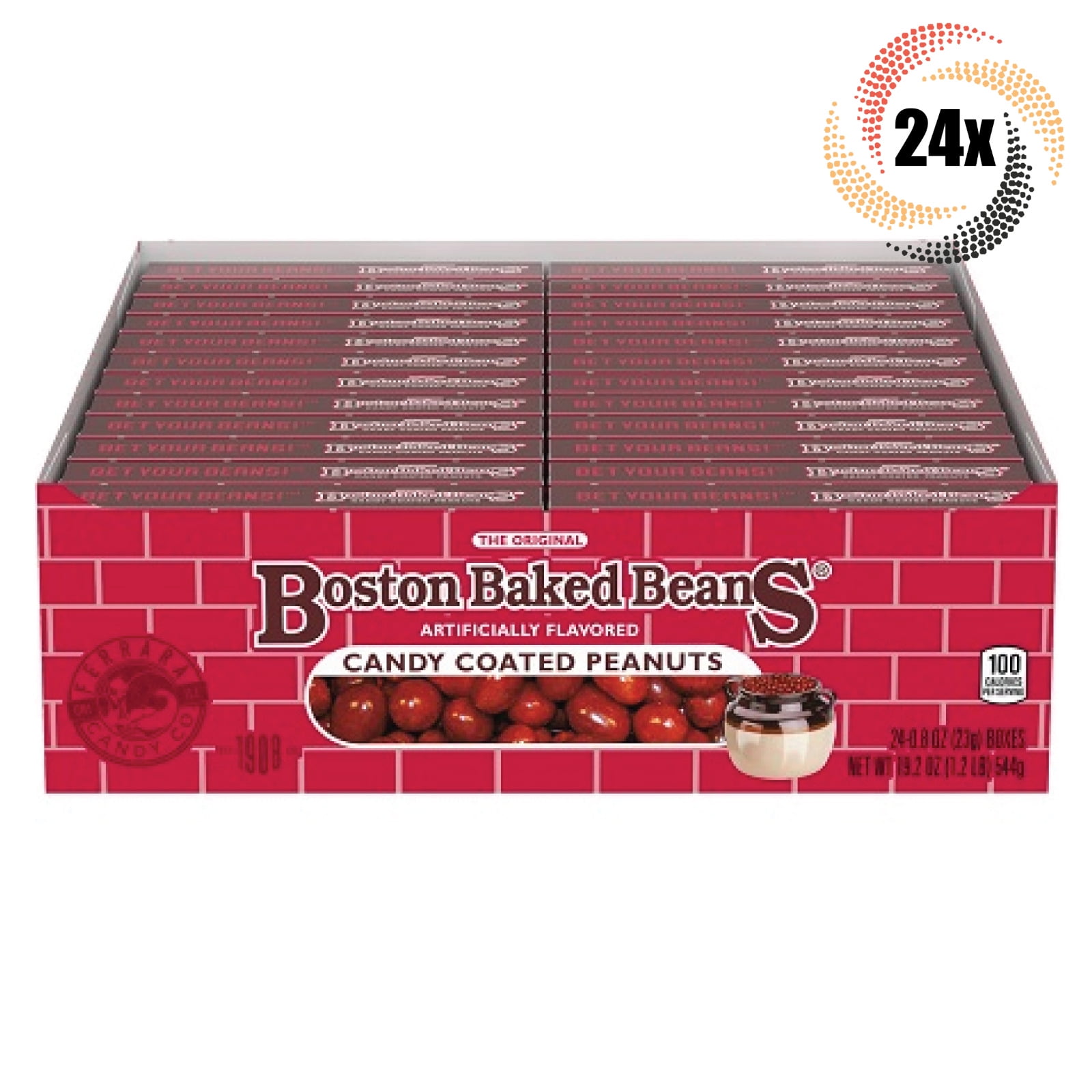 Full Box 24x Packs Boston Baked Beans Original Candy Coated Peanuts ...