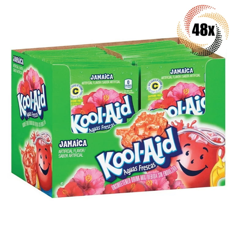 Full Box 48x Packet Kool-Aid Jamaica Flavor Caffeine Free Soft