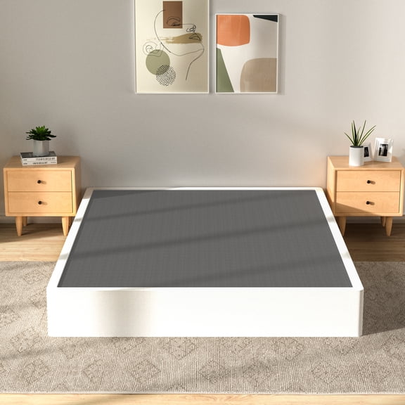 Full Box Spring with Cover 9 Inch Low Profile Box Spring Only Full Metal Box Spring for Bed Frames Extra Thick Full Spring Box Bed Base Non-Slip,Easy Clean