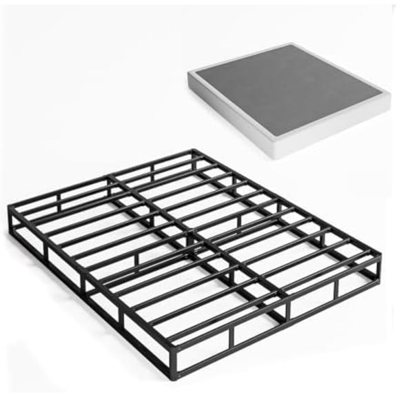 Full Box Spring and Cover 4 Inch Low Profile Metal Boxspring, Easy Assembly,Mattress Foundation/Heavy Duty Metal Steel Structure/Quiet Noise-Free