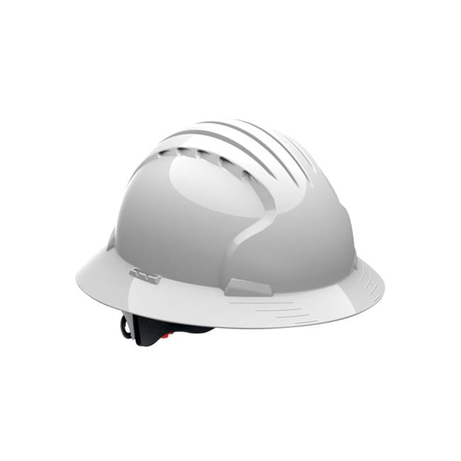 Full Brim Hard Hat, 6-Point Wheel Ratchet - White - Pack of 10