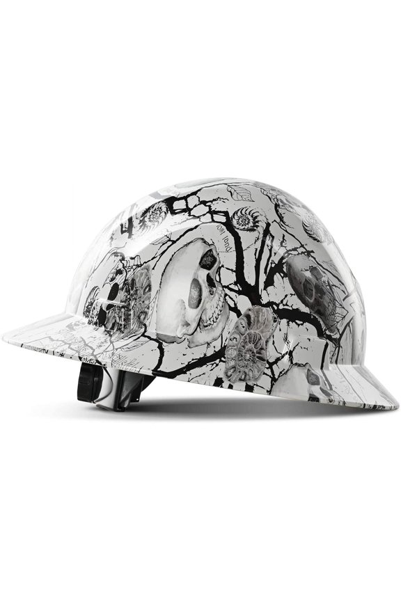 Full Brim Hard Hat, OSHA Construction Approved, American Flag Design, FRP Safety Helmet with 4-Point Ratchet Suspension, Class C