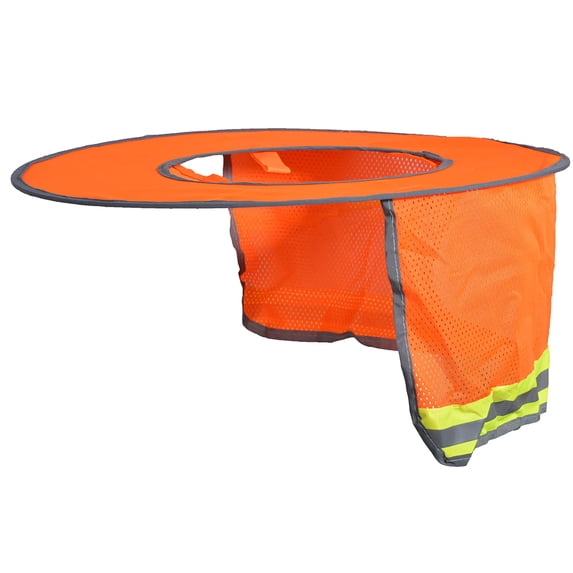 Full Brim Hard Hat Sun Shade Visor Neck Shield-Orange