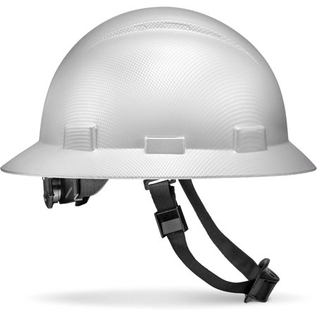 Full Brim Non-Vented Matte Finish Carbon Fiber Design OSHA Construction Hard Hat with 6 Point Suspension by