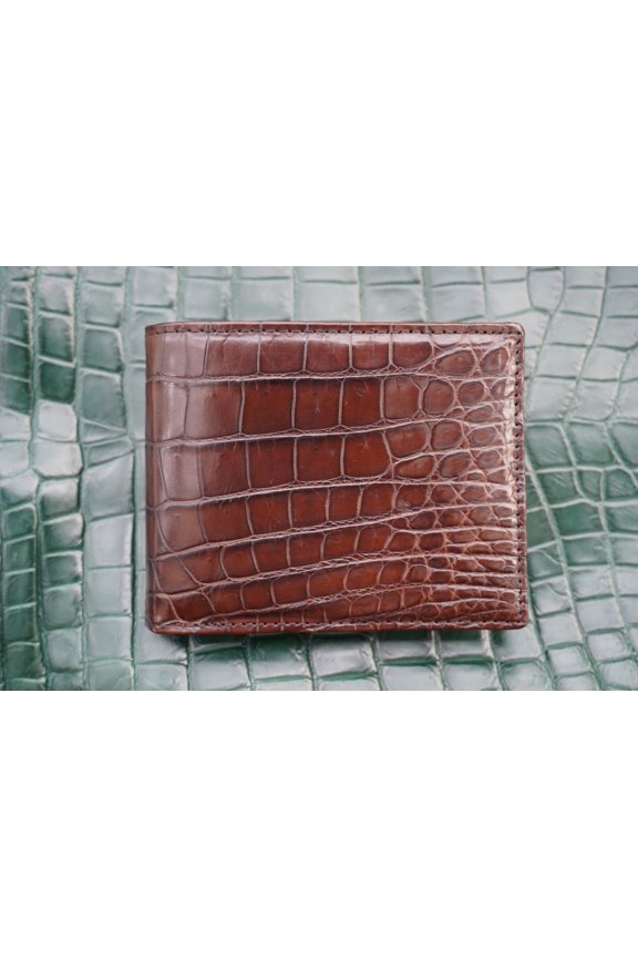 Full Brown Real Crocodile Skin Leather Men's Bifold Wallet #M18