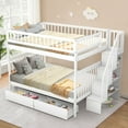 Full over Full Bunk Bed with 2 Drawers and Staircases, Wood Bunk Bed