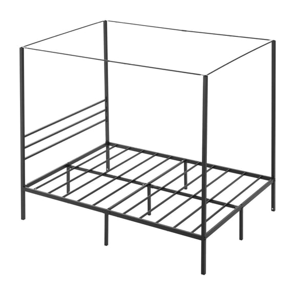 Full Canopy Bed Frame Metal, Black Four Poster Bed, Full Size Bedroom Canopy, Durable Steel Frame, Storage Space, Noise-Free Design