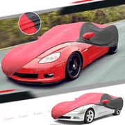 Full Car Cover Waterproof UV Resistant for Chevrolet Corvette C6 2005-2013, Outdoor All Weather Protection Car Cover, Red & Black