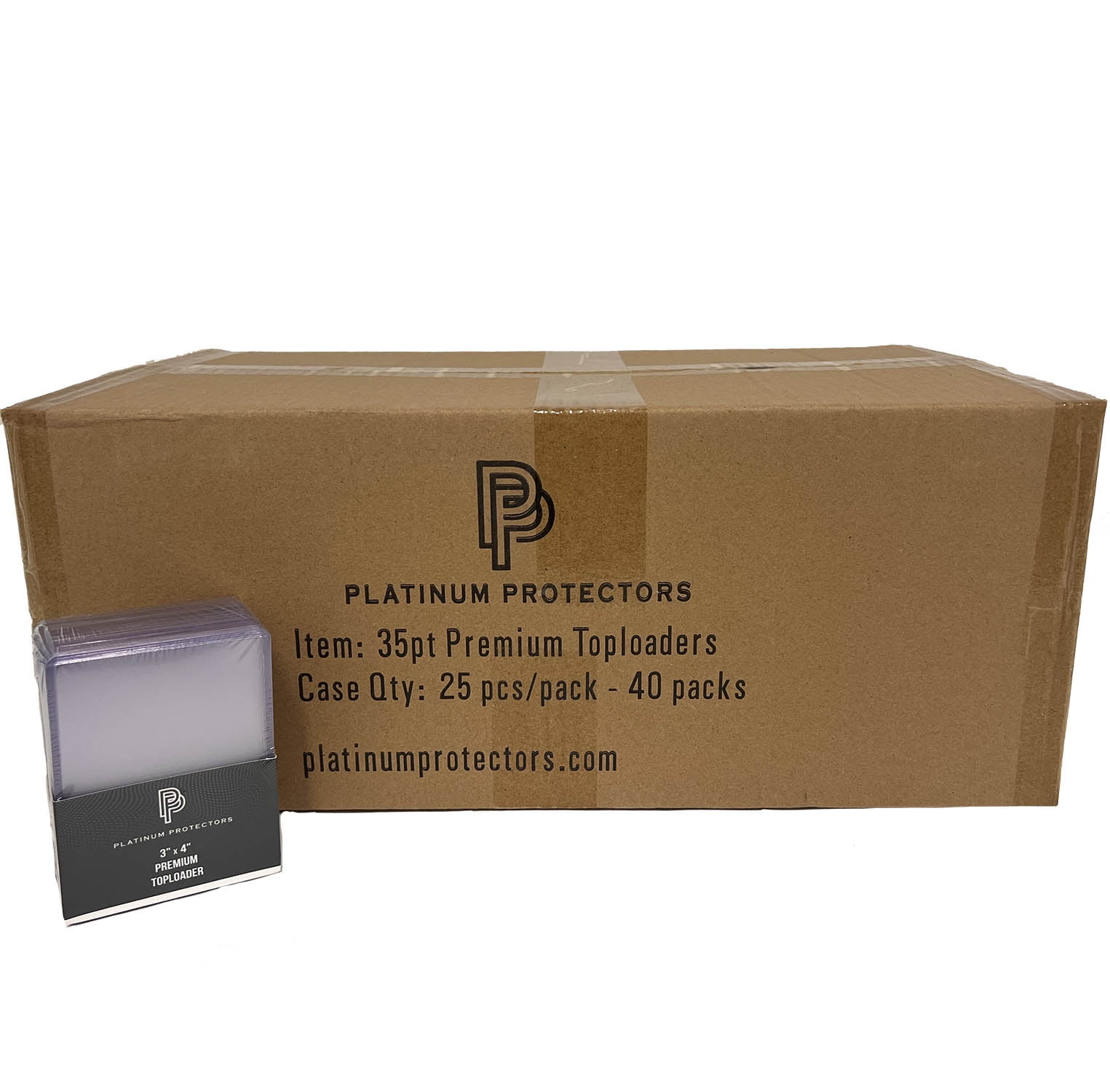 Full Case of 1,000 Top Loaders - Platinum Protectors Premium Toploaders for Trading Cards (40 packs)