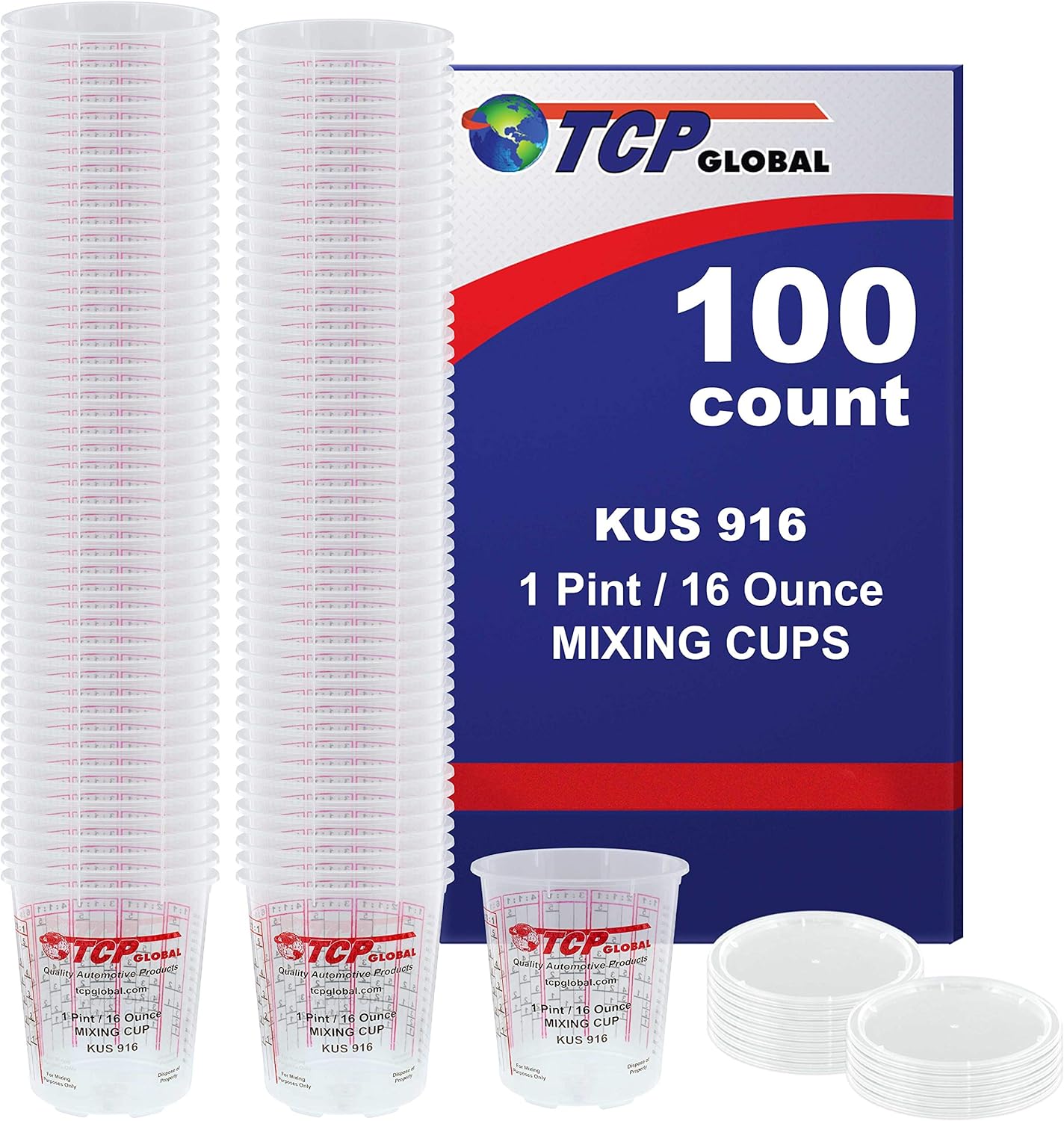 (Full Case of 100 Each Pint (16oz) Paint Mixing Cups) by Custom Shop