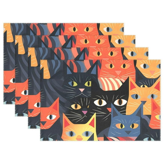 Full Cats 12×18 inch Placemats Heat Resistant Washable Foldable Rectangular Placemats Set Decoration Indoor Outdoor for Kitchen Dining Table 1PC