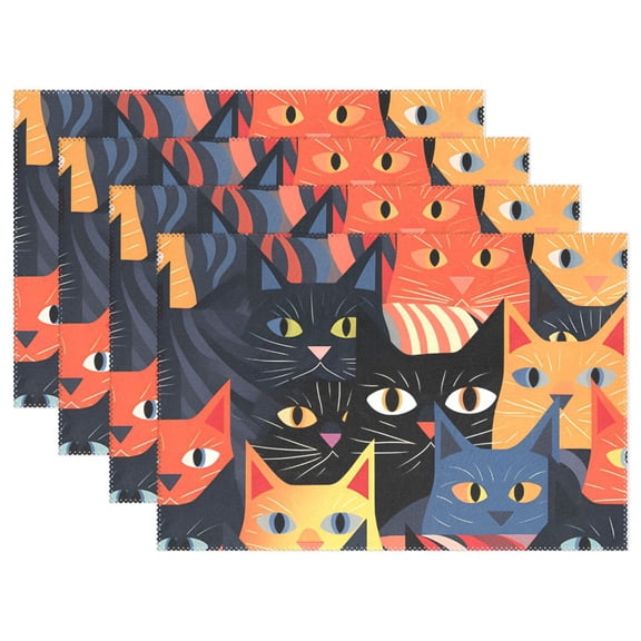 Full Cats 12×18 inch Placemats Heat Resistant Washable Foldable Rectangular Placemats Set Decoration Indoor Outdoor for Kitchen Dining Table 1PC