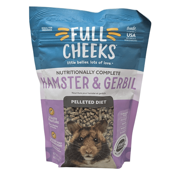 Full Cheeks Hamster and Gerbil Pelleted Diet Food, 1 Pound Bag