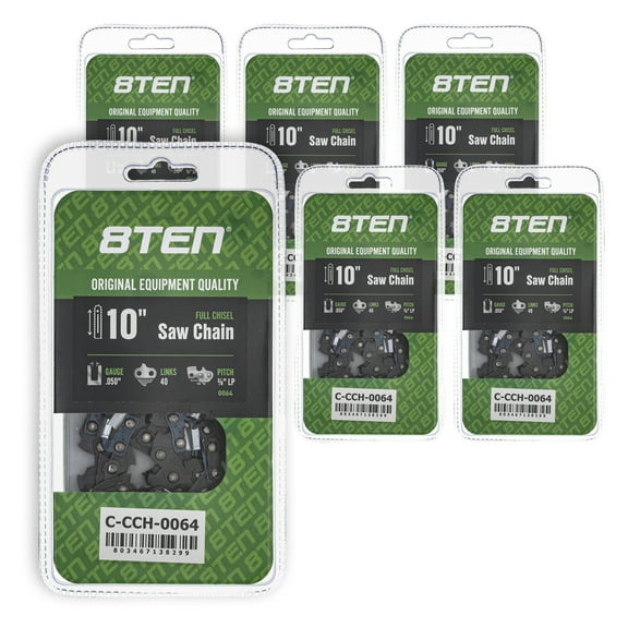 Full Chisel Chainsaw Chain 10 inch .050 3/8 LP 40DL for Husqvarna Echo 6 Pack 810-CCC2286H