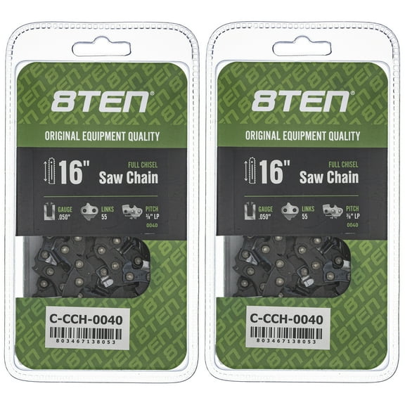Full Chisel Chainsaw Chain 16 inch .050 3/8 LP 55DL for Stihl Poulan 2 Pack 810-CCC2262H