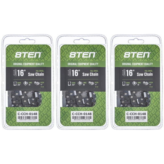 Full Chisel Chainsaw Chain 16 inch .058 3/8 60DL Husqvarna Jonsered 3 Pack 810-CCC2360H