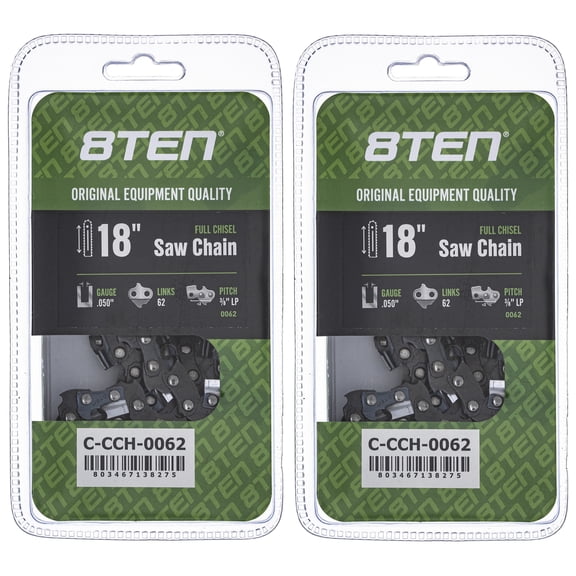 Full Chisel Chainsaw Chain 18 inch .050 3/8 LP 62 DL for Echo Poulan 2 Pack 810-CCC2284H