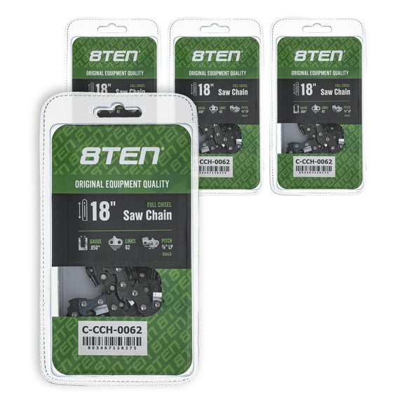 Full Chisel Chainsaw Chain 18 inch .050 3/8 LP 62 DL for Echo Poulan 4 Pack 810-CCC2284H