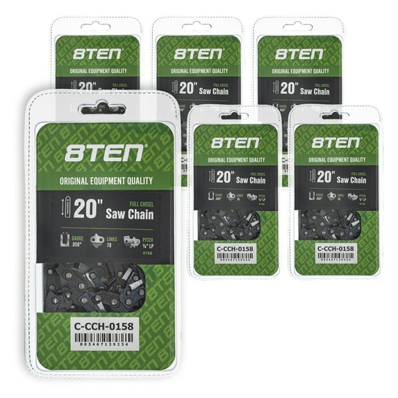 Full Chisel Chainsaw Chain 20 inch .050 3/8 LP 70DL for Poulan Echo 6 Pack 810-CCC2370H