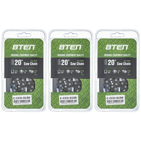 Full Chisel Chainsaw Chain 20 inch .058 3/8 76DL for Blue Max 53543 8901 3 Pack 810-CCC2312H