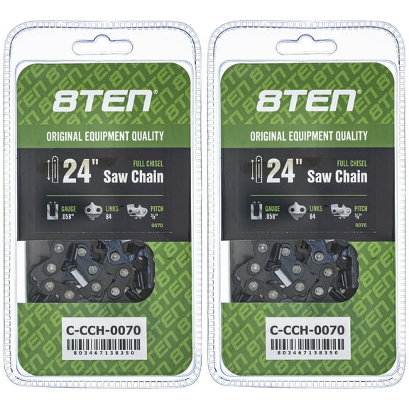 Full Chisel Chainsaw Chain 24 inch .058 3/8 84DL for Husqvarna Poulan 2 Pack 810-CCC2292H
