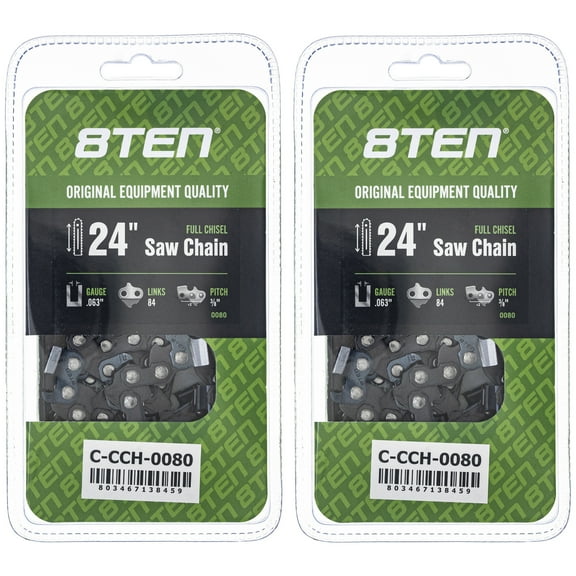 Full Chisel Chainsaw Chain 24 inch .063 3/8 84DL for Husqvarna Jonsered 2 Pack 810-CCC2202H