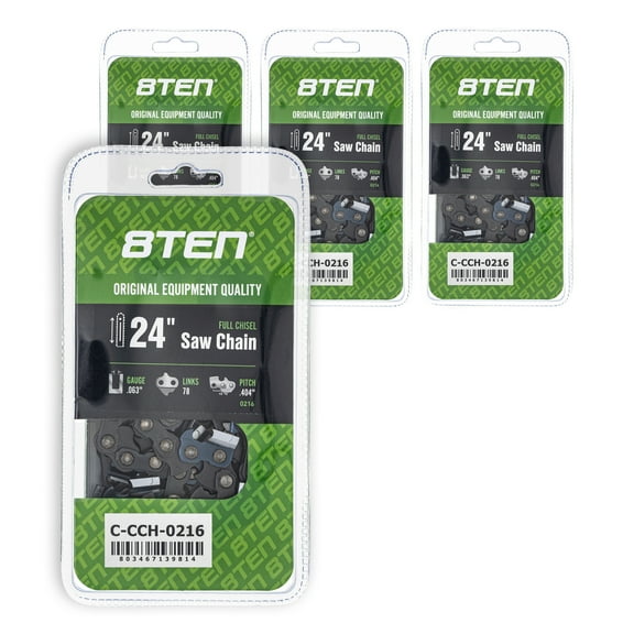 Full Chisel Chainsaw Chain 24 inch .063 Gauge .404 Pitch 78 Drive Links 4 Pack 810-CCC2438H