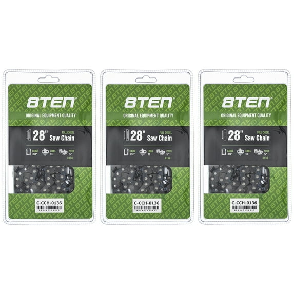 Full Chisel Chainsaw Chain 28 inch .058 3/8 93DL for Husqvarna Poulan 3 Pack 810-CCC2358H