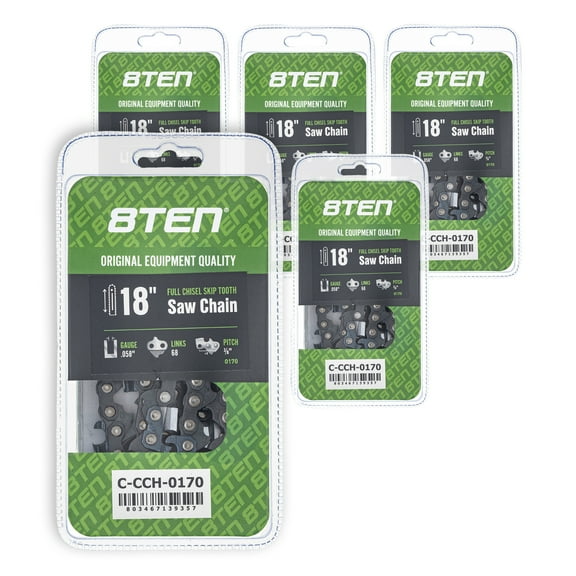 Full Chisel Skip Tooth Chainsaw Chain 18 inch .058 3/8 68DL for Husqvarna 5 Pack 810-CCC2392H