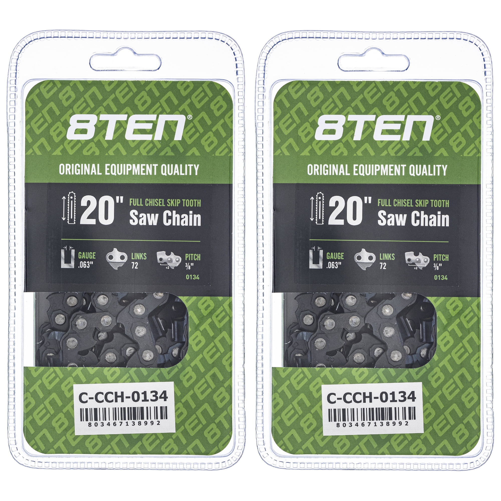 Full Chisel Skip Tooth Chainsaw Chain 20 inch .063 3/8 72DL for Stihl 2 Pack 810CCC2356H