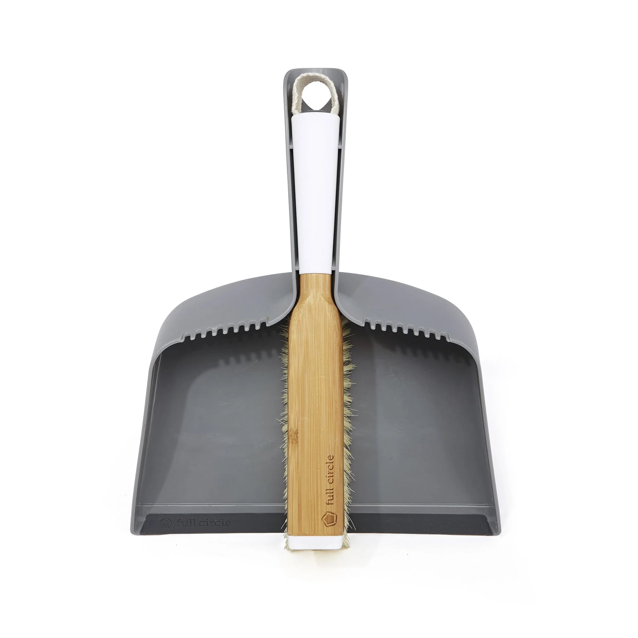 Gray and White Long-handled Brush and Dust Pan Set