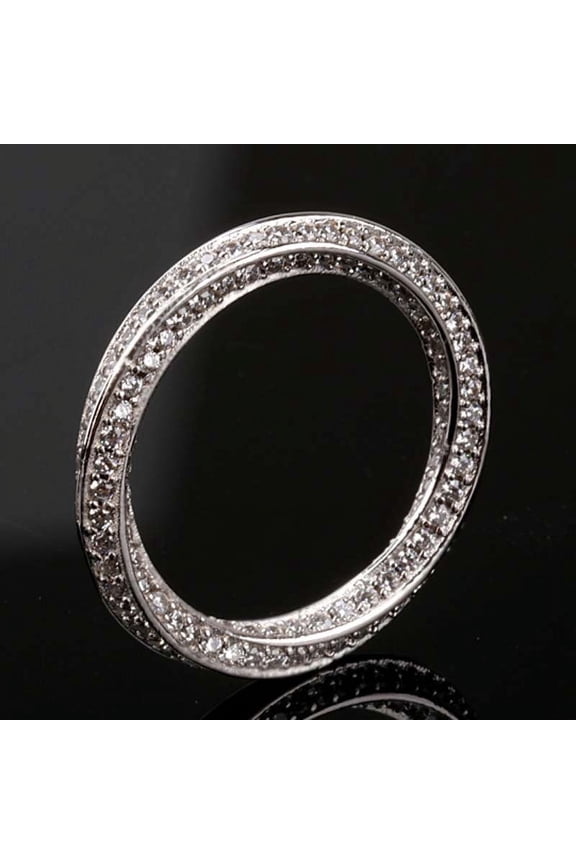 Womens Gold Plated Ring with Diamond Simulants Elegant Mobius Band Sparkling Simulated Diamond Full Circle Design