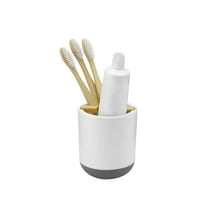 Full Circle Keep It Clean Ceramic Bamboo Dry Earth Absorbent Disk Toothbrush Holder - White & Gray